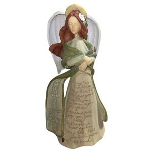 Enesco Angel Figurine with Green and Cream Accents